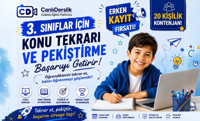 3. Sınıf Okula 20 Kişilik Grup Destek Canlı Ders Paketi
