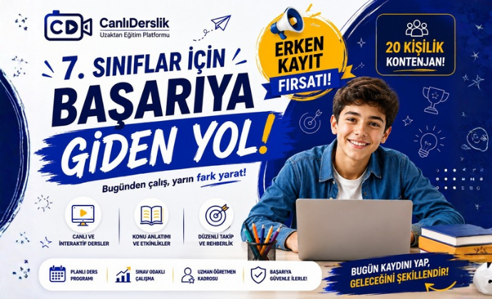 7. Sınıf Okula Destek 20 Kişilik Grup Canlı Ders Paketi (10 Kitap + 20 Kurumsal Deneme)